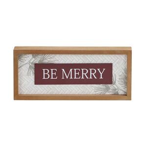'Be Merry' Wooden Boxtop Tabletop Decoration Christmas Holidays Mantel Shelf NWT